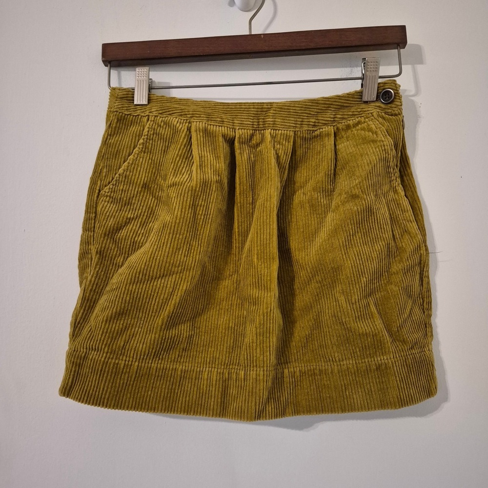 VTG Old Navy 0 Corduroy Mini Skirt Mustard Pockets Indie Goblincore Twee Y2K 90s